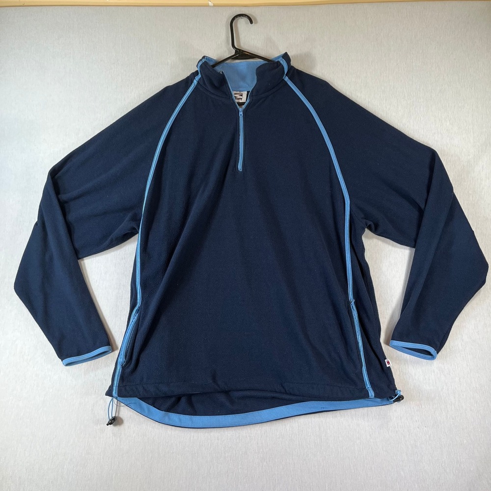 Simply For Sports Quarter Zip Fleece Mens XL Navy Blue Pullover Long Sleeve